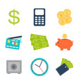 9 business icons set in flat style vector image