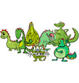 dragons fantasy cartoon characters group vector image