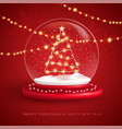 christmas snow globe with tree vector image