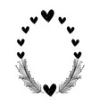 rustic feathers with hearts decoration design vector image