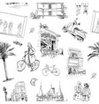 seamless pattern landmarks and cafes france vector image vector image