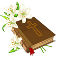 bible and lily flowers vector image