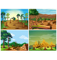 four scenes of deforestation and wild fire vector image