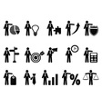 stick figure with business icons vector image