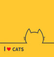 i love cats heart black cat head face contour vector image