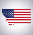 montana mt state map simplified with usa flag vector image