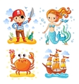 set of sea and summer vector image