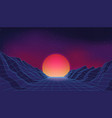 retro neon synthwave arcade game background vector image