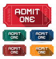 admit one tickets set vector image vector image