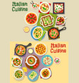 italian cuisine pasta dishes icon set design vector image