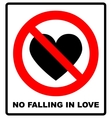 No falling in love label Royalty Free Vector Image