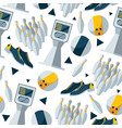 seamless pattern with bowling objects vector image