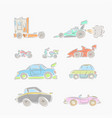 side view different vehicles in set vector image
