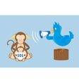 blue bird is shouting through a megaphone vector image