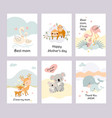 cute animal mother day cards cubs and mummy baby vector image