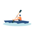 cartoon man kayaking in river blue kayak vector image