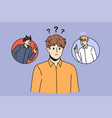 choosing between evil and kindness concept vector image