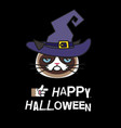 grumpy cat in witch costume happy halloween vector image vector image