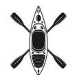 kayak and two crossed paddles vector image