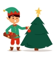 santa claus kids cartoon elf helpers vector image vector image