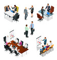 isometric business people talking conference vector image