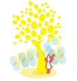 easter bunny under the egg-tree vector image