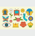 collection bright contoured summer graphic pop art vector image