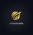 round business graph arrow gold logo vector image vector image