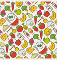 healthy food seamless pattern with thin line icons vector image vector image