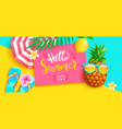 hello summer 2020 bright greeting banner vector image vector image