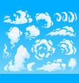 cartoon clouds and smoke dust cloud fast action vector image