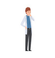 thoughtful male scientist character in white lab vector image