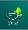 elegant green eco diwali wishes card vector image vector image