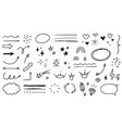 sketch line arrow element star heart shape hand vector image