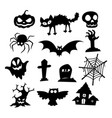halloween icons silhouette collection vector image