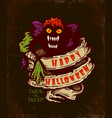 poster with angry monster for halloween vector image