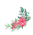 watercolor christmas floral bouquet botanical vector image vector image