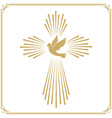 Cross with the dove Church emblem template design Vector Image