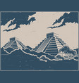 mayan pyramids retro poster vector image vector image