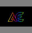 rainbow color colored colorful alphabet letter ae vector image vector image