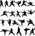 martial arts silhouettes vector image vector image