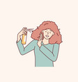 woman uses spray to create cool beautiful vector image vector image