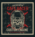vintage grunge style skull wearing helmet vector image vector image