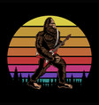 bigfoot play guitar sunset retro vector image vector image