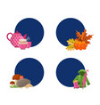 cartoon autumn elements and leaves stickers vector image vector image