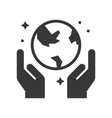hand and globe save the world icon vector image