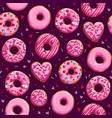 seamless background with pink donuts vector image