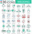 wedding flat line outline icons for apps vector image