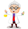 Cartoon boy scientist holding two test tube Vector Image