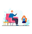 dad and daughter fond reading vector image